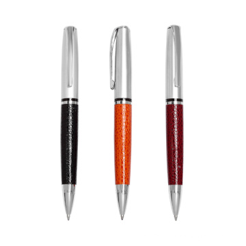 Metal Material Company Logo Pen Leather Ballpoint Pen